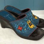 Linea Paolo MAME blue jean suede embroidered flowers Sandal Shoes Women's US 7.5 Brown Photo 5