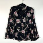 White House | Black Market WHBM Womens‎ Blouse Size 4 Black Floral V Neck Pullover Lined Lace Bell Sleeves Photo 0