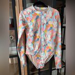 Mott50 one piece swimsuit rashguard Long Sleeve zip up colorful floral kelly Pink Size M Photo 5