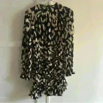 None Women Multicolored Allover Print  Sleeve  Ruffle Dress size S Photo 3