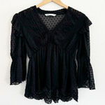ZARA  Swiss Dot Ruffled Blouse Black Size XS Photo 0