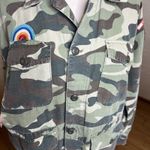 Mother Shirt Womens XS Green Linen Lyocell Camouflage Loose Veteran Button Up Photo 5