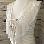 Self Esteem White Ruffle Lace Up Sleeveless Top  Photo 3