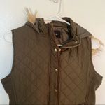 Active USA Quilted Padding Vest with Suede Piping Olive Shearling Photo 2
