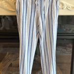 Per Se Linen Pants Drawstring Waist Stripe White Blue PS Photo 13