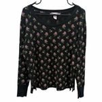 Victoria's Secret  black floral thermal long sleeve top Womens Medium Photo 6