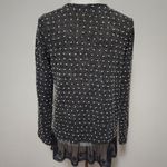 Altar'd State 29.  charcoal knobby polka dot black lace hem cardigan size large Photo 4