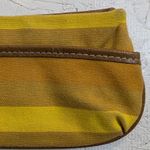 Liz Claiborne  Striped Canvas Cosmetic Bag – Leather Trim Makeup Pouch Photo 7