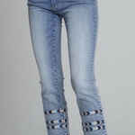 Driftwood  Colette Jeans Aztec‎ Southwestern Embroidered Hem Straight Leg Size 28 Photo 0