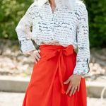 John Mark Multi Color Print Long Sleeve Button Tunic Sz Small (Fits Larger) White Photo 0