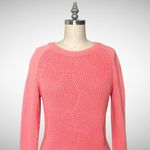 Talbots  Pointelle Raglan Crew Neck Knit Sweater Salmon Rose Pink Coral XS Photo 2