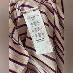 Sandro  paige striped dress long sleeve vneck mini bordeaux Photo 6