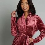 Modcloth Crushed Velvet Tie Smoldering Smoking Jacket Red Wine Pink S Photo 0