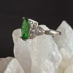 Stauer NWOT cushion cut Helenite & lab Diamond Aura stones in 925 silver setting Green Photo 2