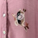Fig & flower pink embroidered button down L Size L Photo 5
