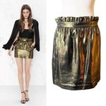 & Other Stories OTHER STORIES & LOS ANGELES ATELIER Gold Silk Mini Skirt Metallic Pockets 8 EUC Photo 1