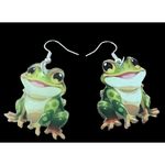Frog Earrings New Dangle Hooks Green Double Sided Horny Toad Jeremiah Bu… Photo 8