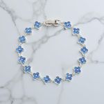 Blue Floral Sparkly Silver Plated Bracelet for small wrist Photo 2