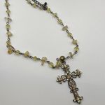 Cookie Lee Vintage Bronze Western w/Pink Stone Rhinestone Cross Pendant Necklace Photo 8