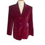 Jessica Holbrook Vintage Women 90s Collared Button Down Red Velvet Blazer Size 6 Photo 6