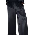 ZARA  Black Satin Effect High Rise Wide Leg Pull On Trousers Pants S Photo 0