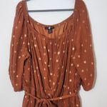 Ashley Stewart Brown Boho Midi Dress with Metallic Gold Detail Size 26/28W Photo 2