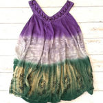 Womens XL Elegant Purple Green Sleeveless Dress Long Shirt Boehmian X Large Photo 0