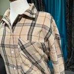 Women Plaid Tan & Black Collared Long Sleeve Buttondown Relaxed Fit Shirt Sz L Size L Photo 4