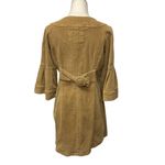 LAL Women's Corduroy Button Front Dress with‎ Bell Sleeve Camel Brown Size M Size M Photo 3