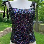 Free People NWT  Intimately Black Tie Strap Sequin Cami Top Sz M Medium Rtl $68 Photo 0