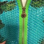 Versace  Dress Tropical Green and Blue Sleeveless Sequin Dress Photo 4