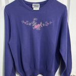 Vintage Nikki Purple embroidered floral sweater Size M Photo 0