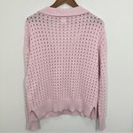 Joie  Women's‎ Size Medium Baby Pink Open Knit Collared V Neck Sweater Summer Photo 3