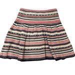 Knitted crochet pleated flare sweater holiday Christmas ski preppy striped skirt Blue Size M Photo 0