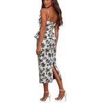 En Saison A Sight To See Peplum Midi Dress Womens L Navy Blue Floral Jacquard White Size L Photo 7