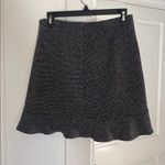 Loft Black Grey Herringbone Tweed Cotton Blend Ruffle Mini Skirt Photo 4