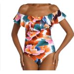 La Blanca Womens Multicolor Off-Shoulder One Piece Swimsuit Size 4 UPF 50+ Photo 10