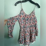 ASTR  the Label Cold Shoulder Pink Blue Floral Boho Summer Romper SZ S Photo 7