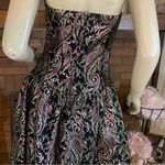 VINTAGE 1980'S VICTOR COSTA PINK, BLACK & GOLD METALLIC PRINT DRESS W/SHAWL (8) Pink Photo 10