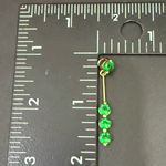 Signed 925 Gold Over Sterling Silver Vermeil Emerald Green CZ Row Drop Pendant Photo 2