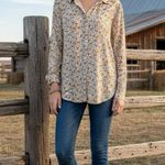 Jane and Delancey  Floral Button-Up Blouse Shirt Yellow Village Western Boho XL Photo 1