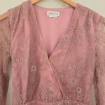 Lovers + Friends "Abigail" Lace Long Sleeve Mini Dress Metallic Rose Size Small Photo 6
