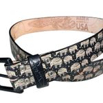 Jon Wye Elephant Graphic Black 100% Leather Belt Small Photo 5