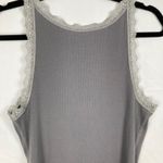 Old Navy  Y2K Womens L Gray Lace Trim Ribbed Fitted Tank Top Preppy Layering Photo 6