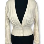Wilfred Artizia Thais Plunge Cardigan Sweater Wool Blend Cream Womens M Photo 0