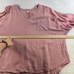 Cato  XL Top Linen Blend Lagenlook Oversized Roll Tab Sleeve V-Neck Boho Resort Photo 7