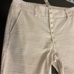 None Stretchy Seersucker cropped pants, white and taupe, pockets, size 6 Photo 6
