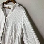 Style & Co Balloon Sleeve Button Up Peasant Blouse Womens Sz 1X White Boho Beach Photo 1