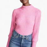 WAYF Miles Puff Sleeve Ribbed Turtleneck Sweater Size S – Soft Pink Knit Photo 0