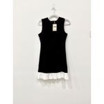 NWT Lea & Viola Pleated Round Neck Mini Sheath Dress Black Women's Size Small Photo 2